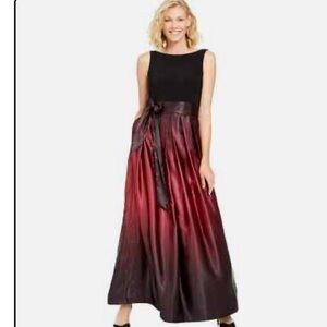 SLNY Black and Burgundy Maxi Dress